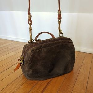 Hoi Bo Crossbody Mini Bag in Waxed Cotton and Leather Trim Handmade